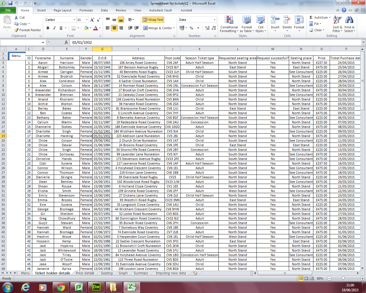 Unit 9 Spreadsheet